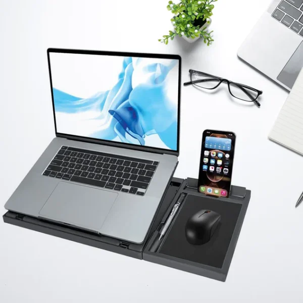 LAPTOP STAND SUITABLE PORTABLE FOLDABLE COMPATIBLE WITH MACBOOK NOTEBOOK TABLET TRAY DESK TABLE BOOK WITH FREE PHONE STAND