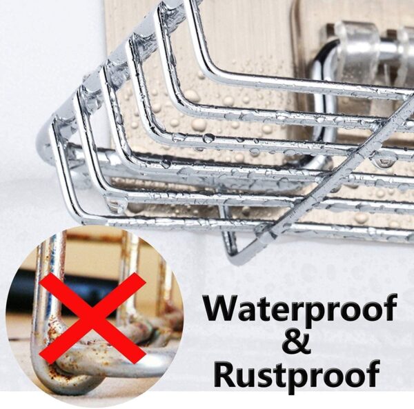 Wall Mounted Double Layer soap Dish Holder Stainless Steel Wall Hanging Soap Storage Rack for Kitchen Bathroom-with Self Adhesive Magic Sticker (Stainless Steel) - Image 5